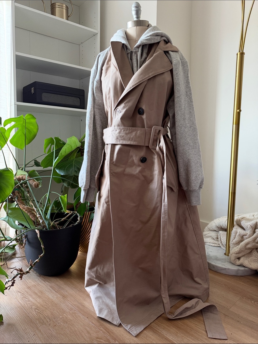KBB By Kahlana for Target Women's Taupe Trench Coat with Hooded Insert (L)